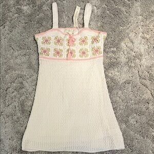 Floral Crochet Dress - Pink and White size M